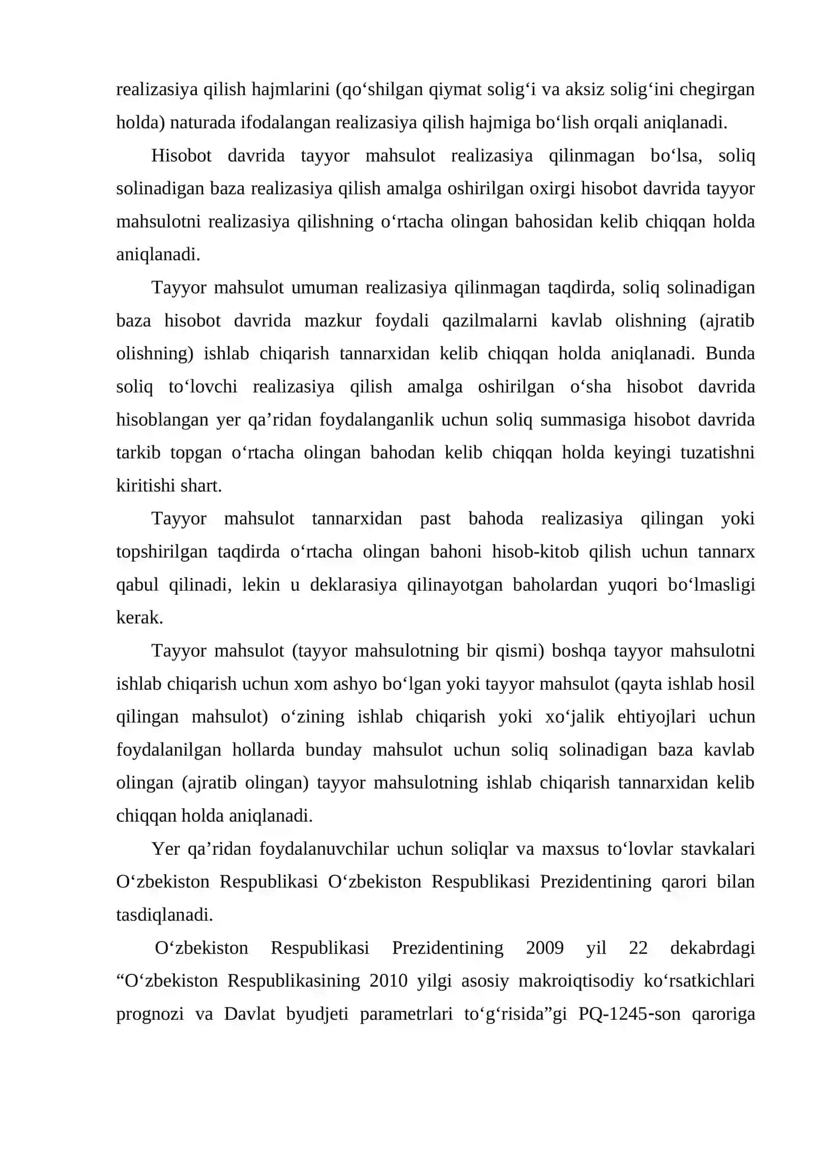 YER QARIDAN FOYDALANGANLIK UCHUN SOLIQ VA UNING STAVKALARINI BELGILASH MEZONLARI 4