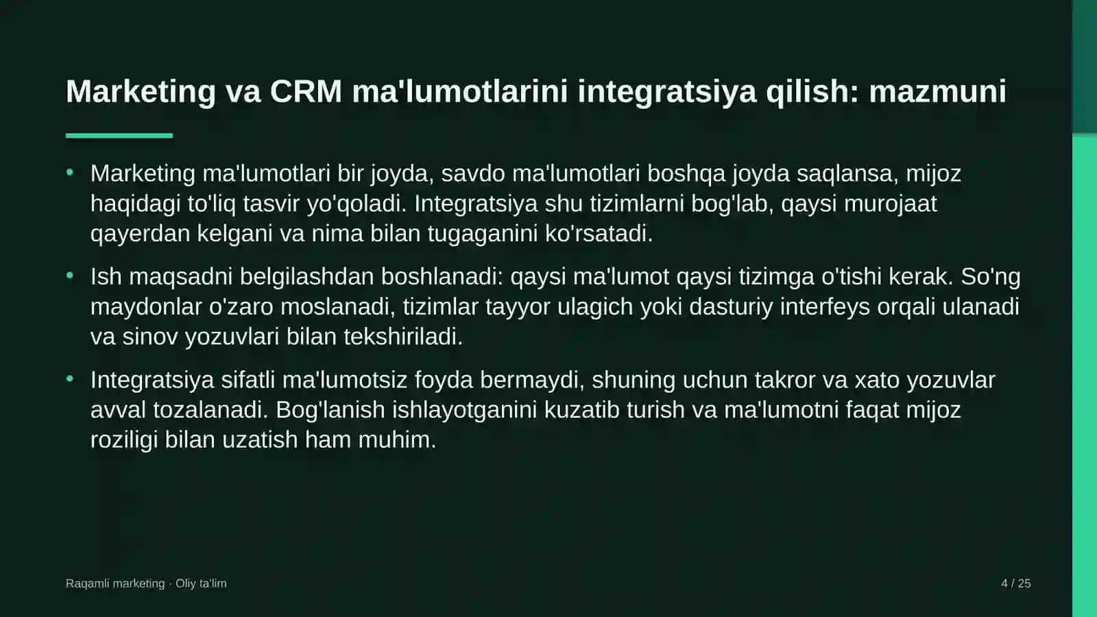 to'lov tashkilotlarida marketing va crm ma'lumotlarini integratsiya qilish 5486 4