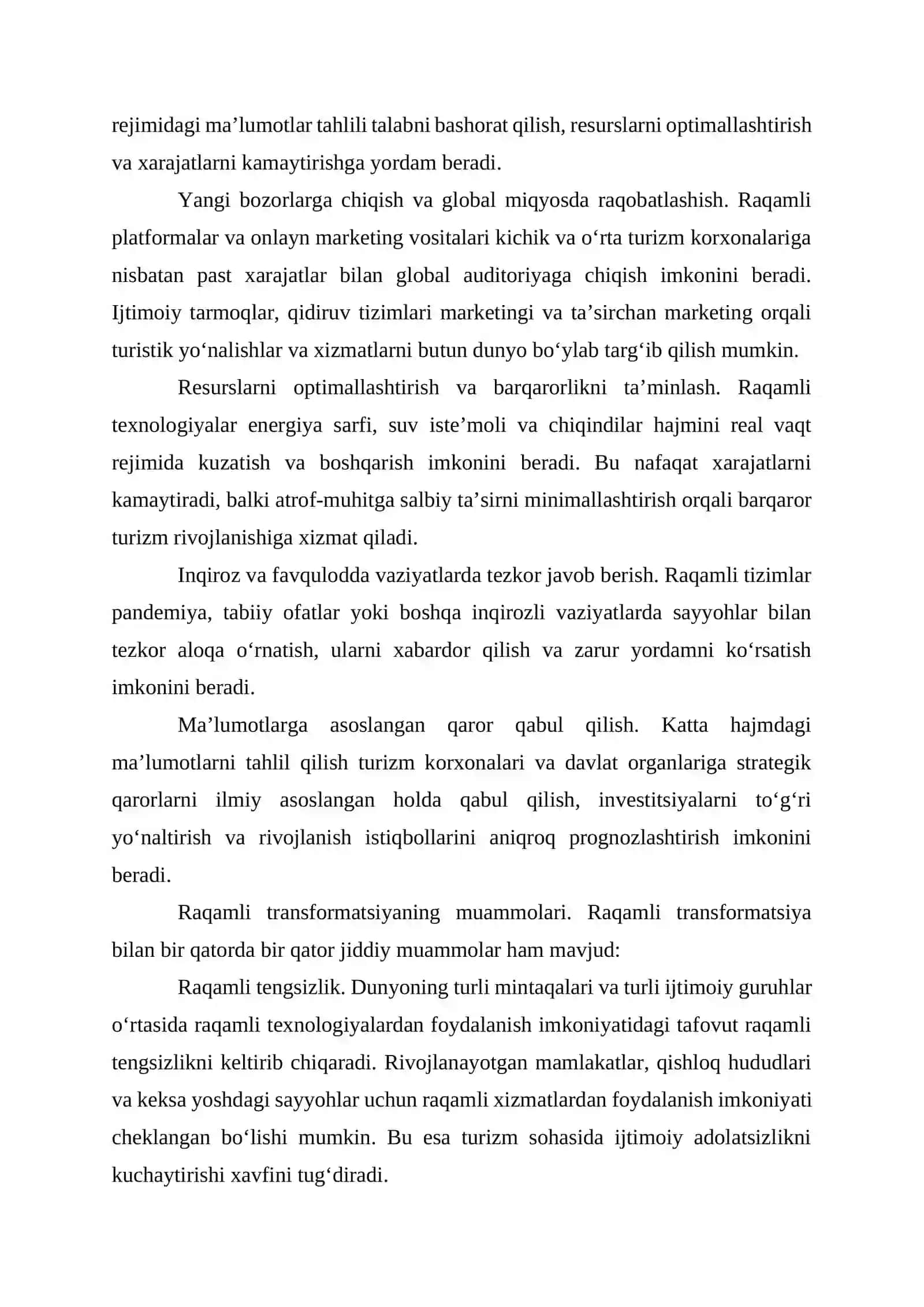 Turizm sohasida raqamli transformatsiya: imkoniyatlar va muammolar 4
