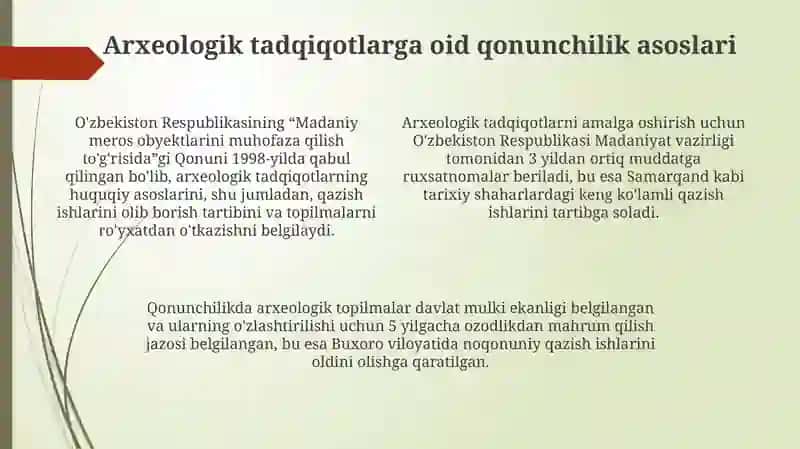 Arxeologik tadqiqotlar qonunchiligimizda 4