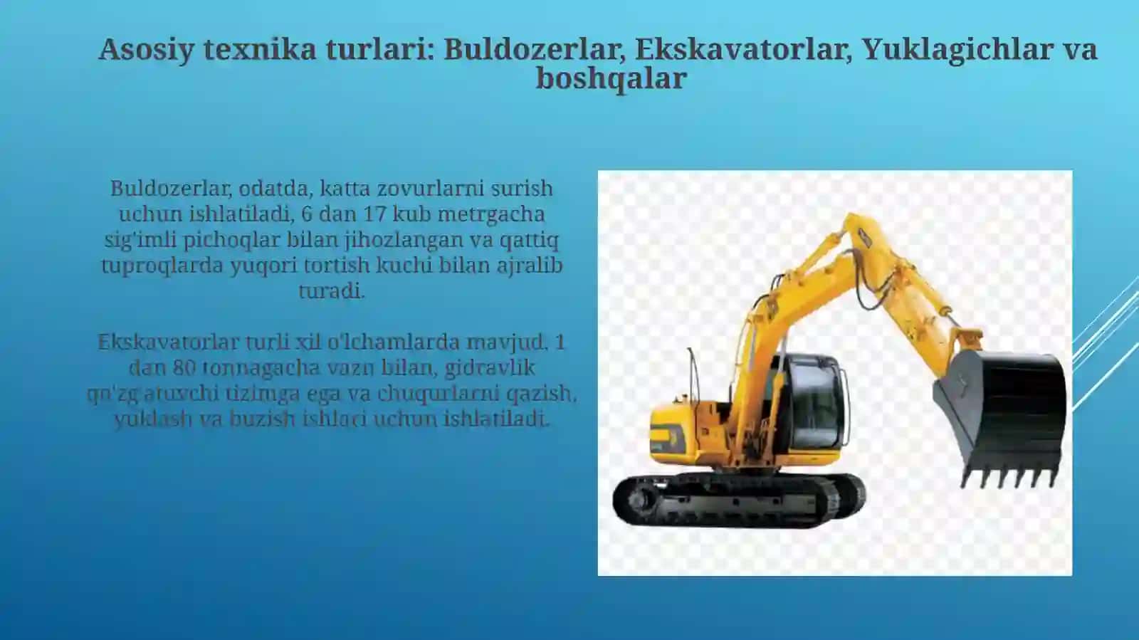 Tuproq ishlarida ishlatiladigan qurilish texnikasi turlari va qo'llanilishi 4