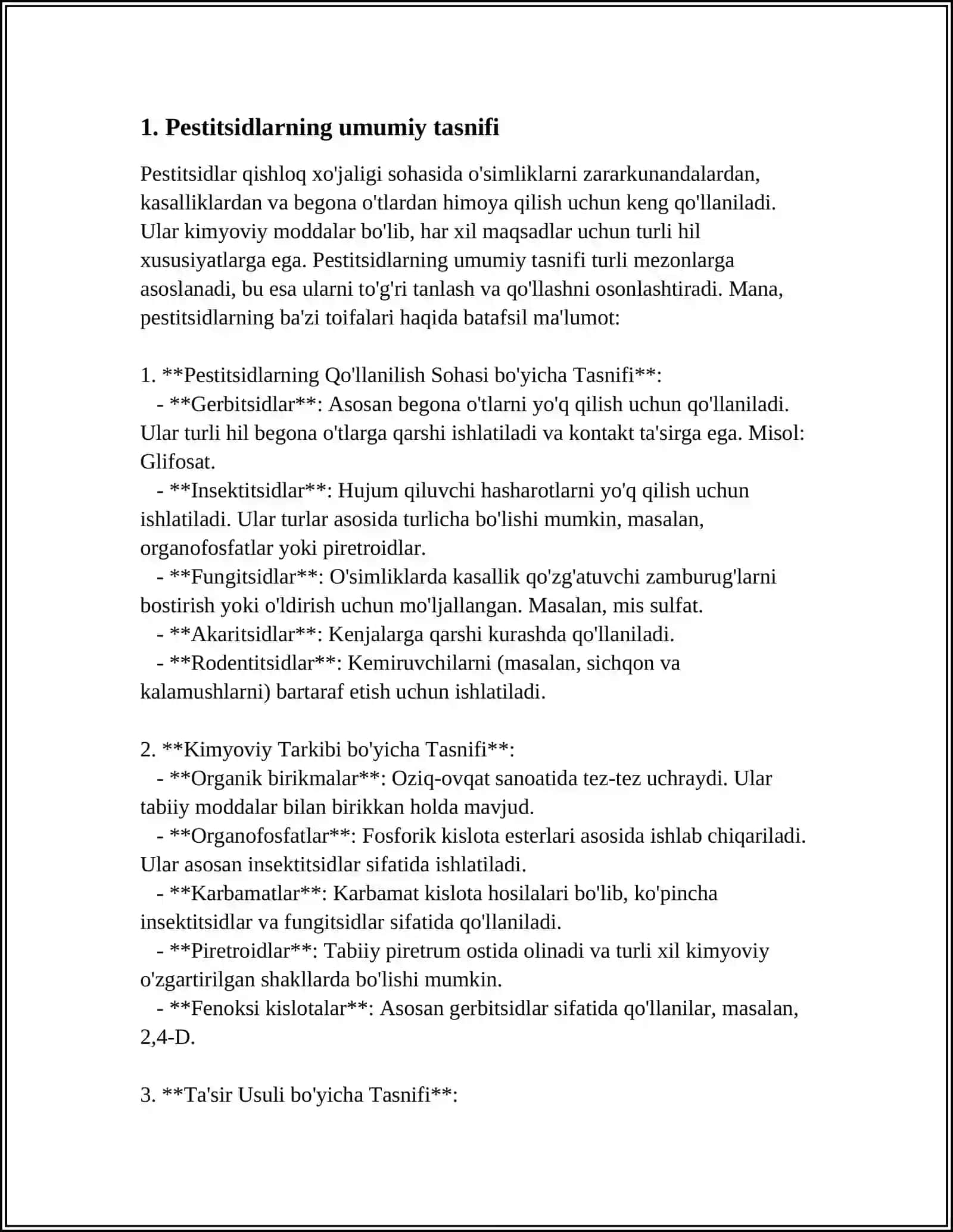 PESTITSID UMUMIY TASNIFI VA QISHLOQ XO'JALIGIDA QO'LLANILISHI ZARARLAR KELIB CHIQADIGAN KASALLIKLAR VA DAVOLASH PROFELAKTIKASI 4