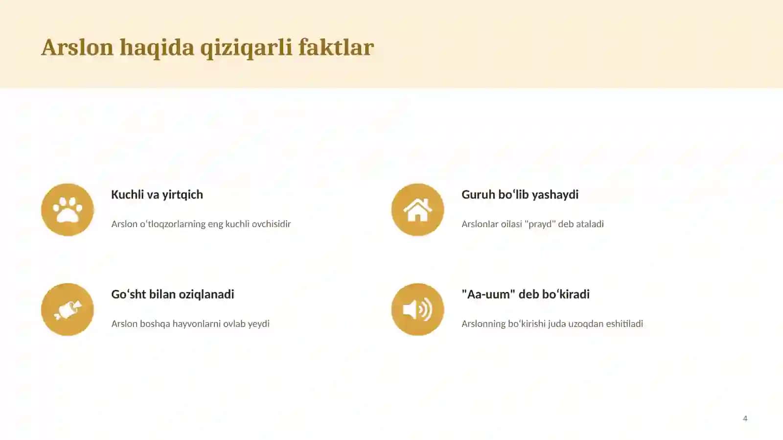 Yovvoyi Hayvonlar. Bog`cha uchun. 4