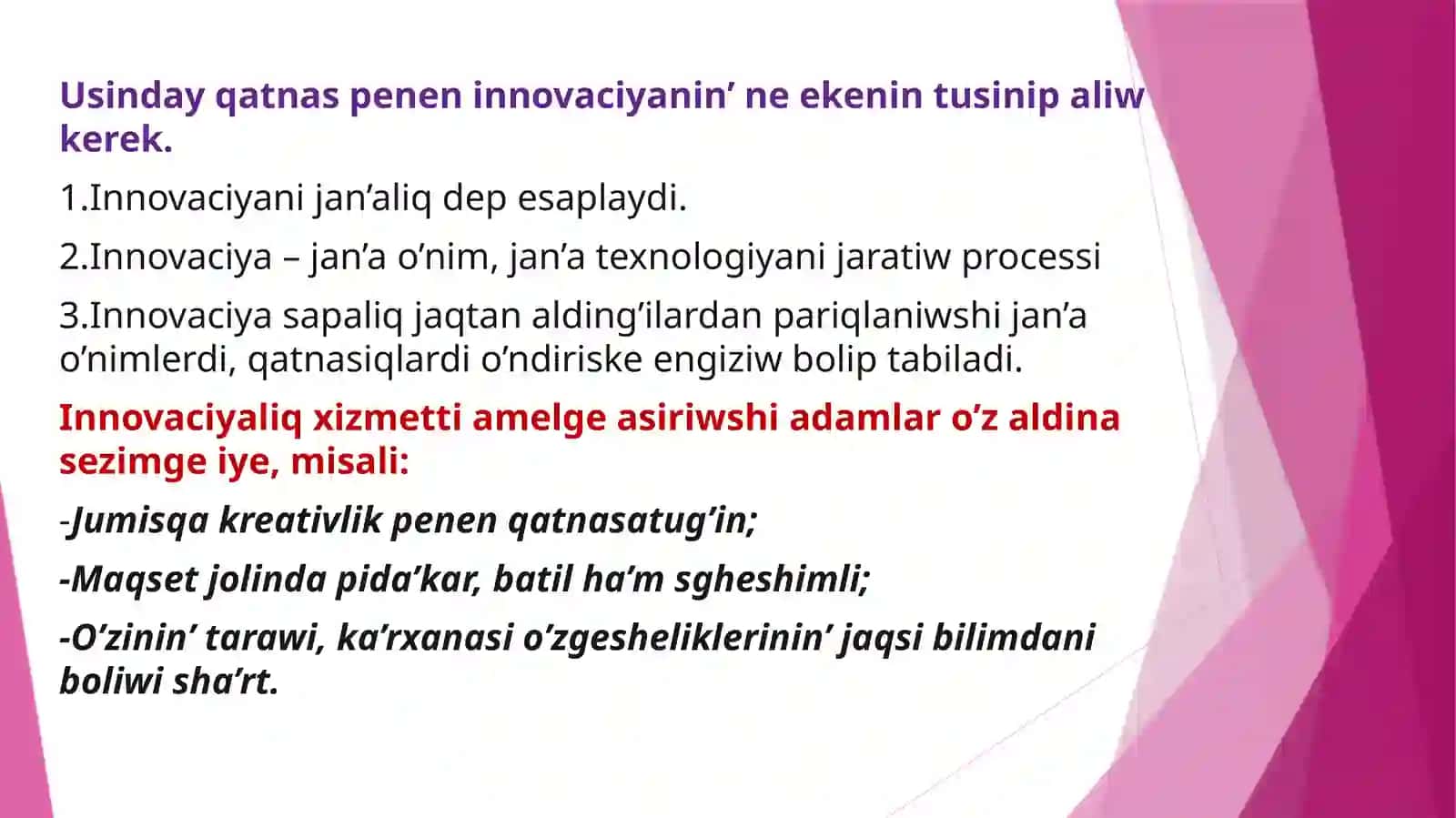 Sho’lkemlestiriwshilik h’am innovaciyaliq o’zgerisler jag’dayinda sho’lkemlestiriwshilik minez-xuliq 4