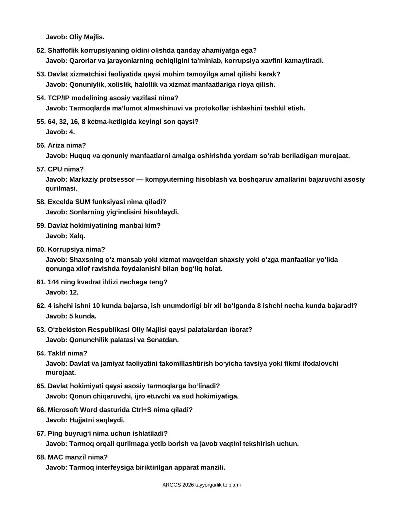 ARGOS 2026-2027 100 SAVOLLAR VA JAVOBLAR 1-QISM 4