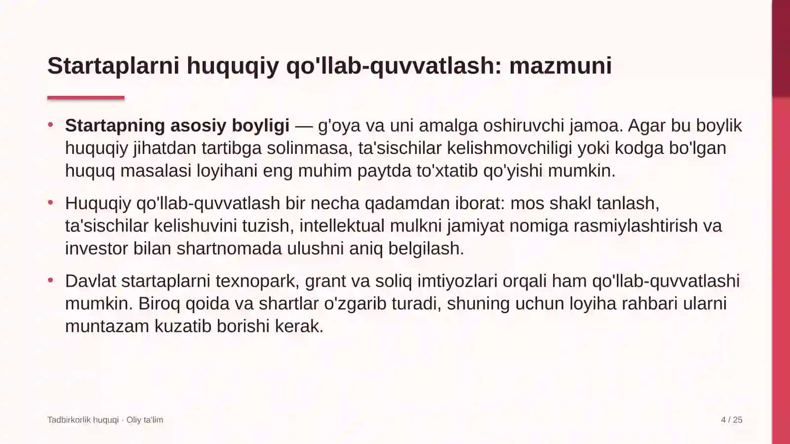 bolalar o'yin markazlarida startap loyihalarini huquqiy qo'llab quvvatlash 5899 4