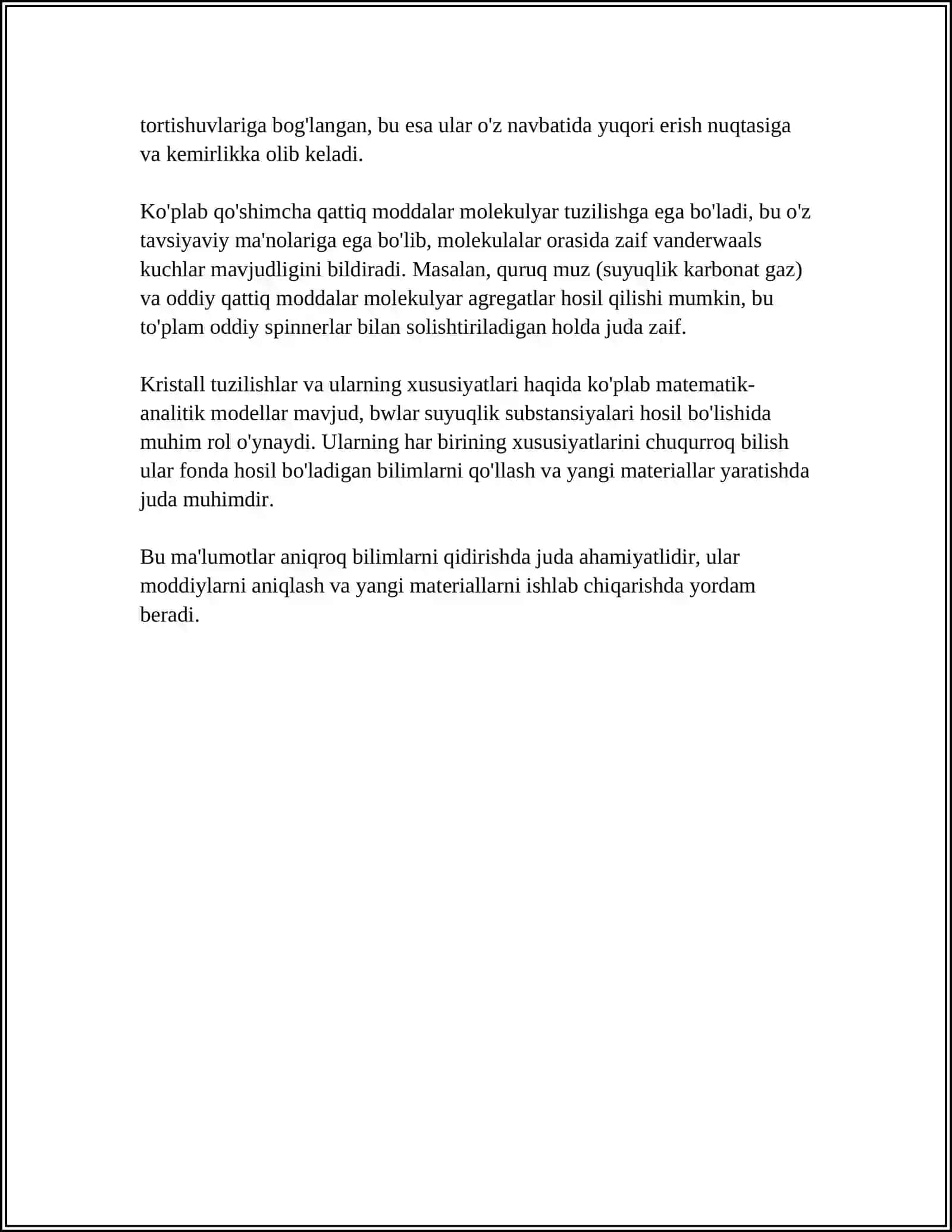 ODDIY QATTIQ MODDALARNING TUZILISHI. METALLAR VA QOTISHMALARNING TUZILISHI. IONLI BIRIKMALARNING TUZILISHI 4