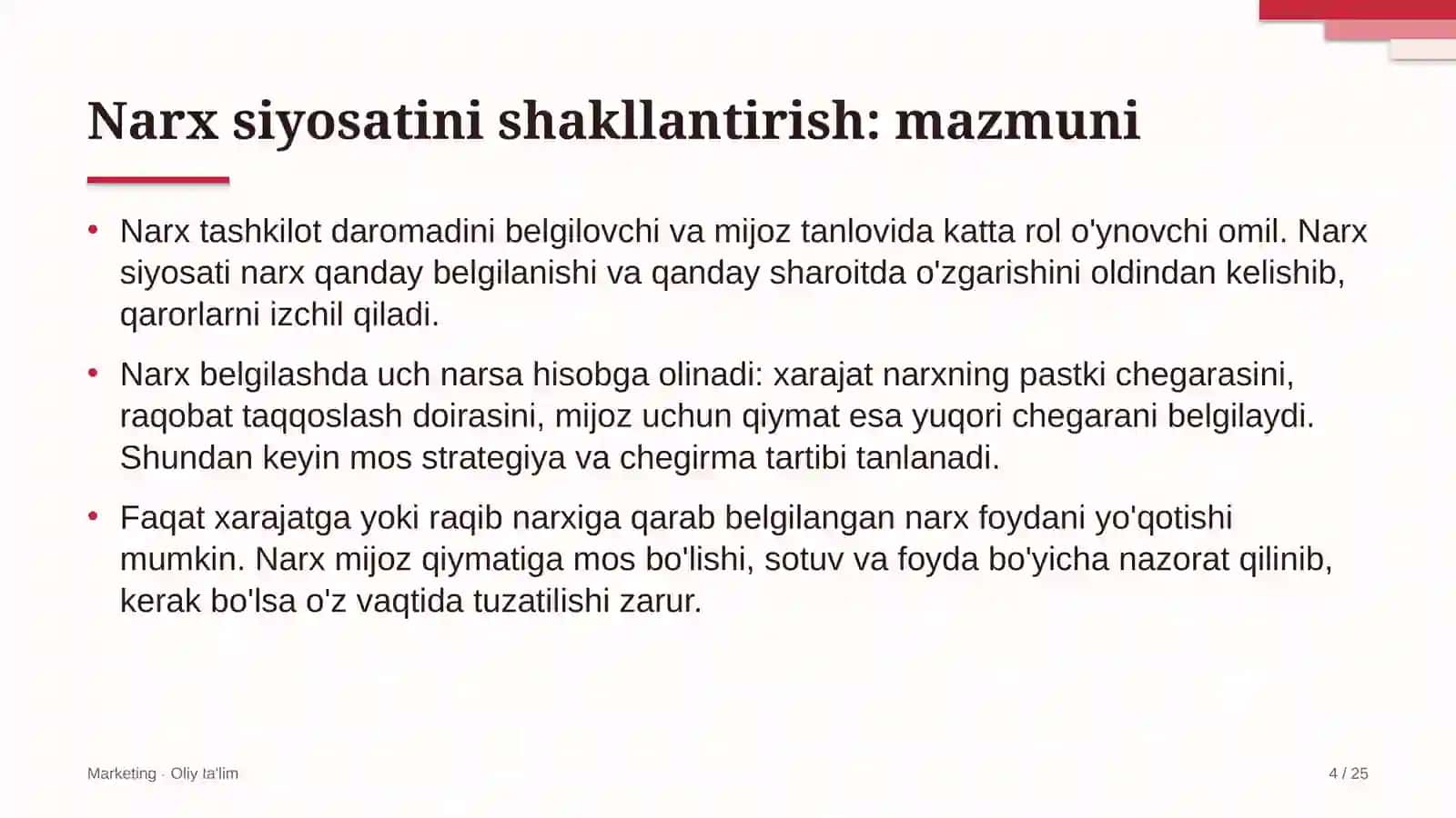 qoramolchilikda narx siyosatini shakllantirish 6514 4