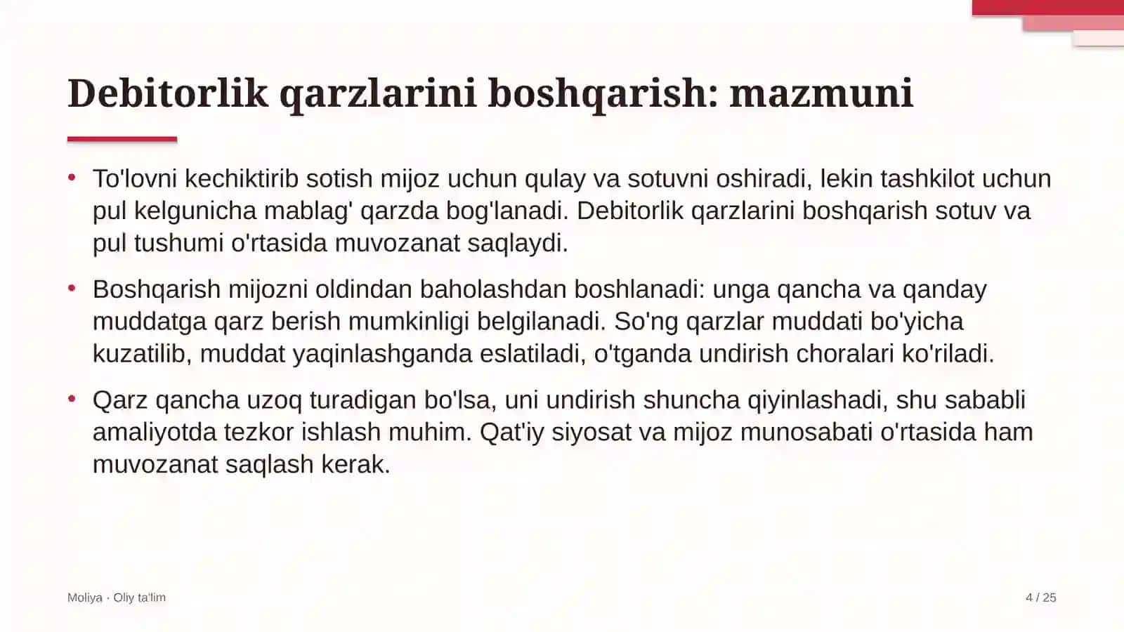 yoqilg'i quyish shoxobchalarida debitorlik qarzlarini boshqarish 9816 4