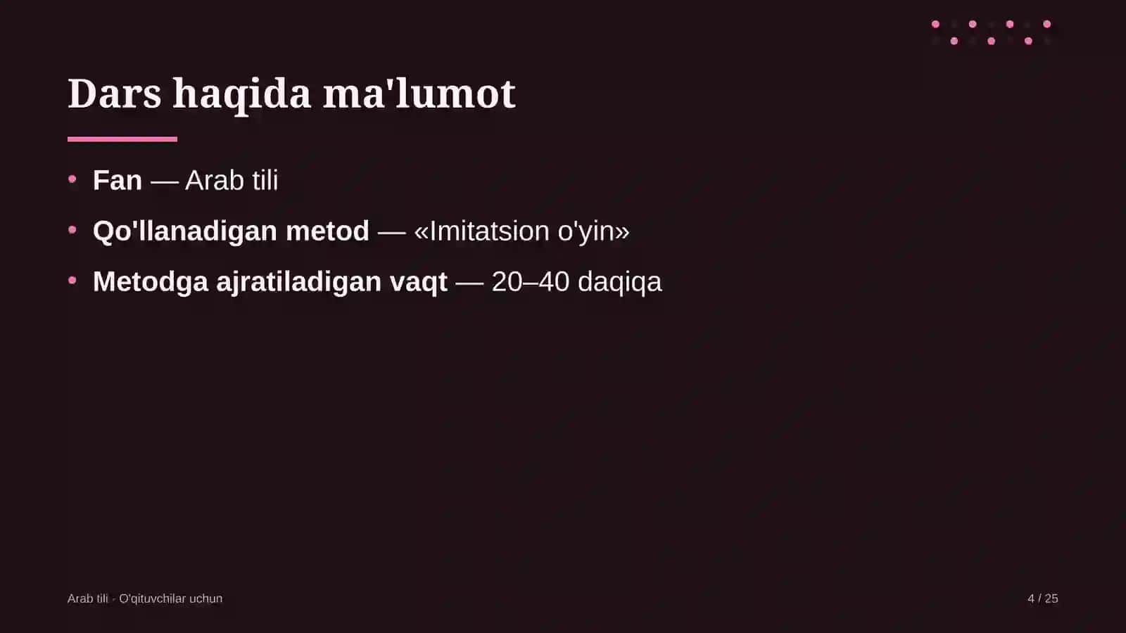 arab tili darslarida imitatsion o'yin metodidan foydalanish 1359 4
