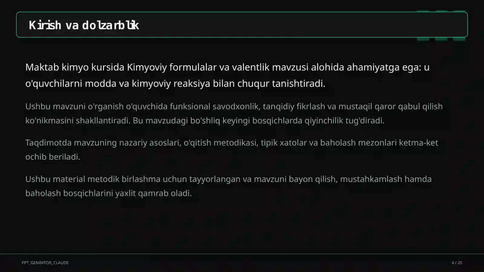 Kimyoviy formulalar va valentlik (7-sinf) 4