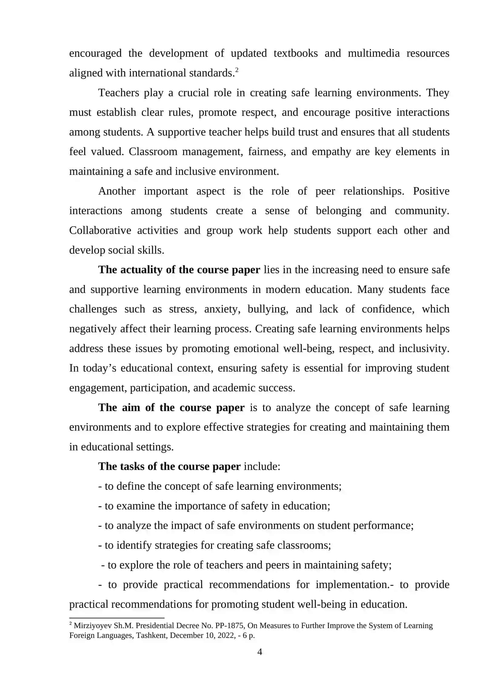 Creating Safe Learning Environments 4