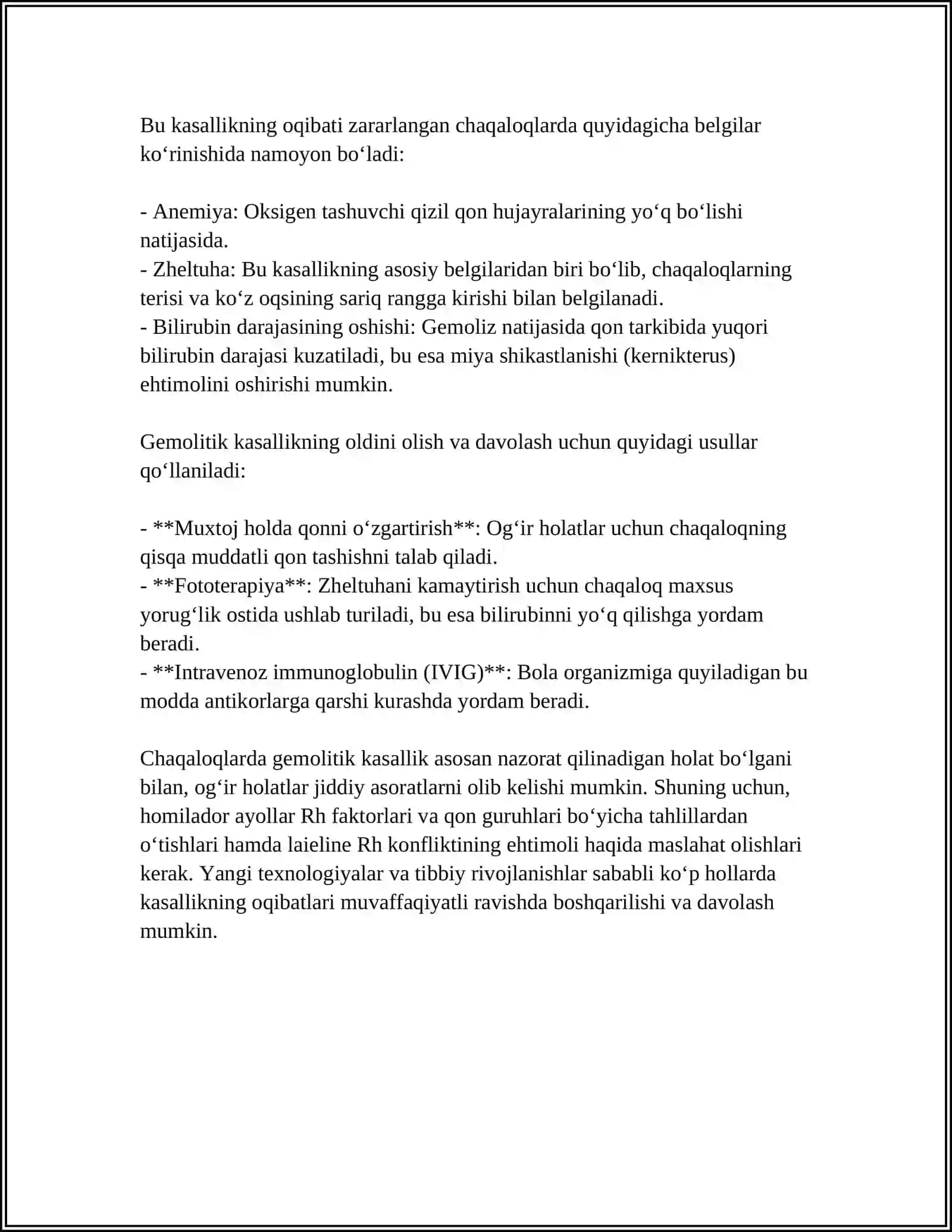 CHAQALOQLARDA GEMOLITIK KASALIGIDA FOTOTERAPIYA O‘TQAZISH 4