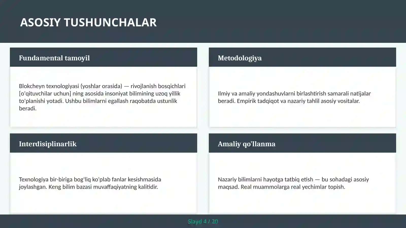 Blokcheyn texnologiyasi (yoshlar orasida) — rivojlanish bosqichlari [o'qituvchilar uchun] 4