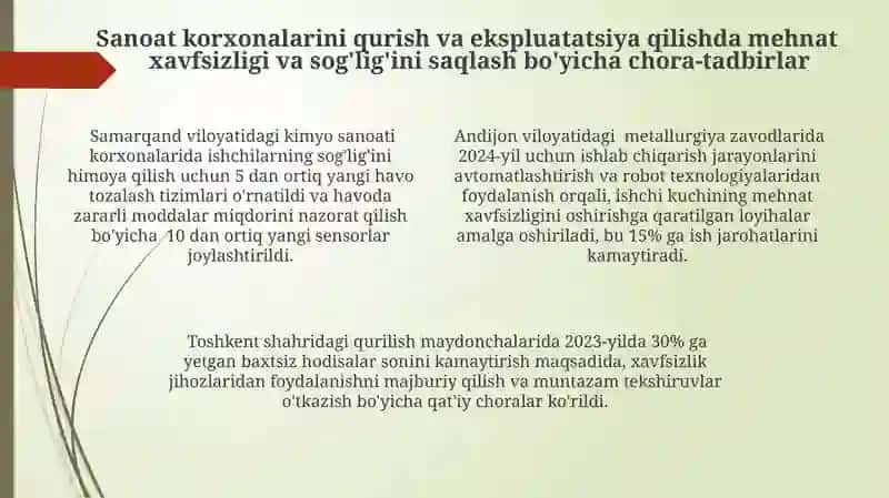 Sanoat korxonalarini qurish ishlatishda mehnatni muhofaza qilishga qaratilgan chora tadbirlar 4