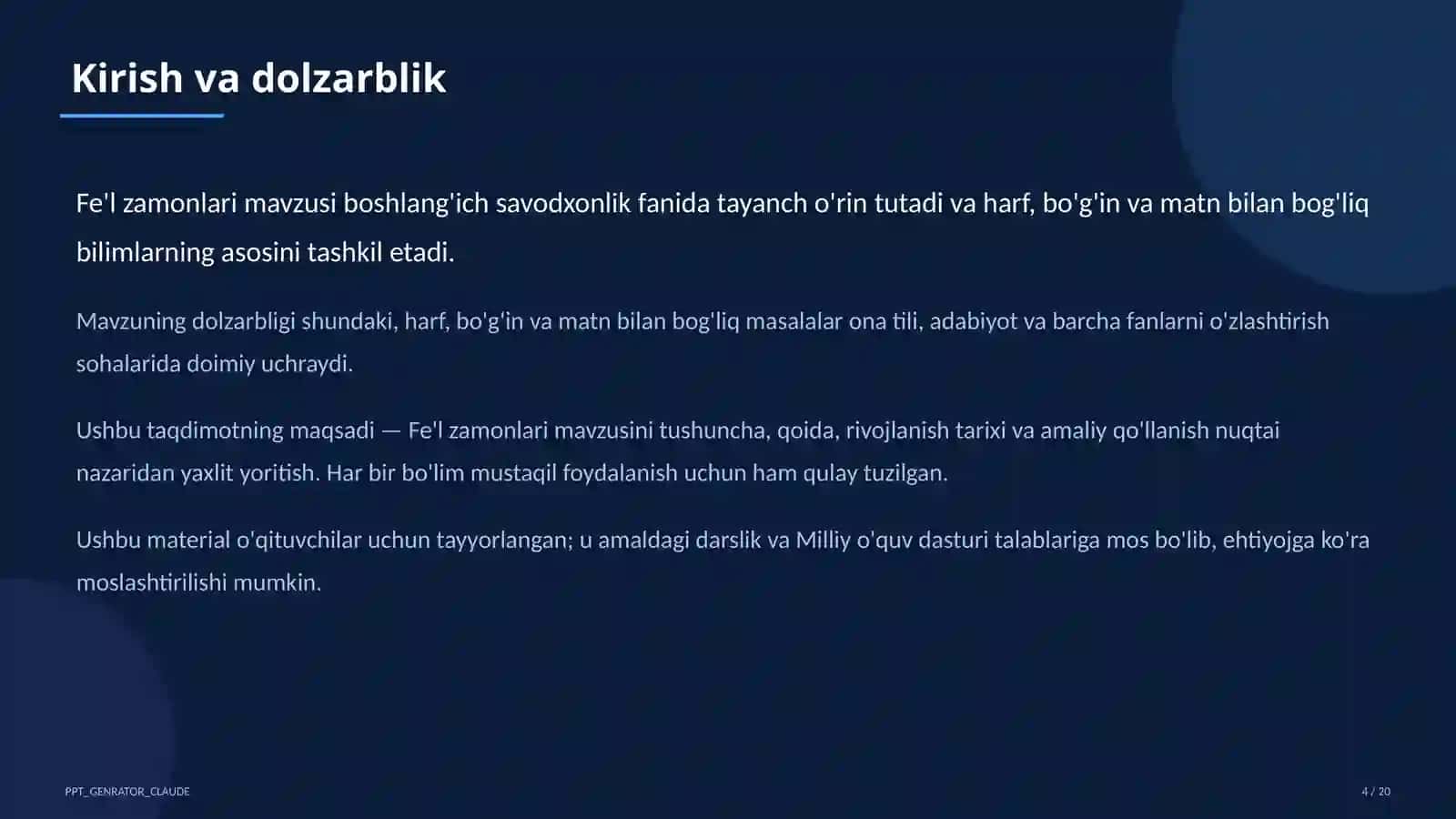 Fe'l zamonlari (4-sinf) 4
