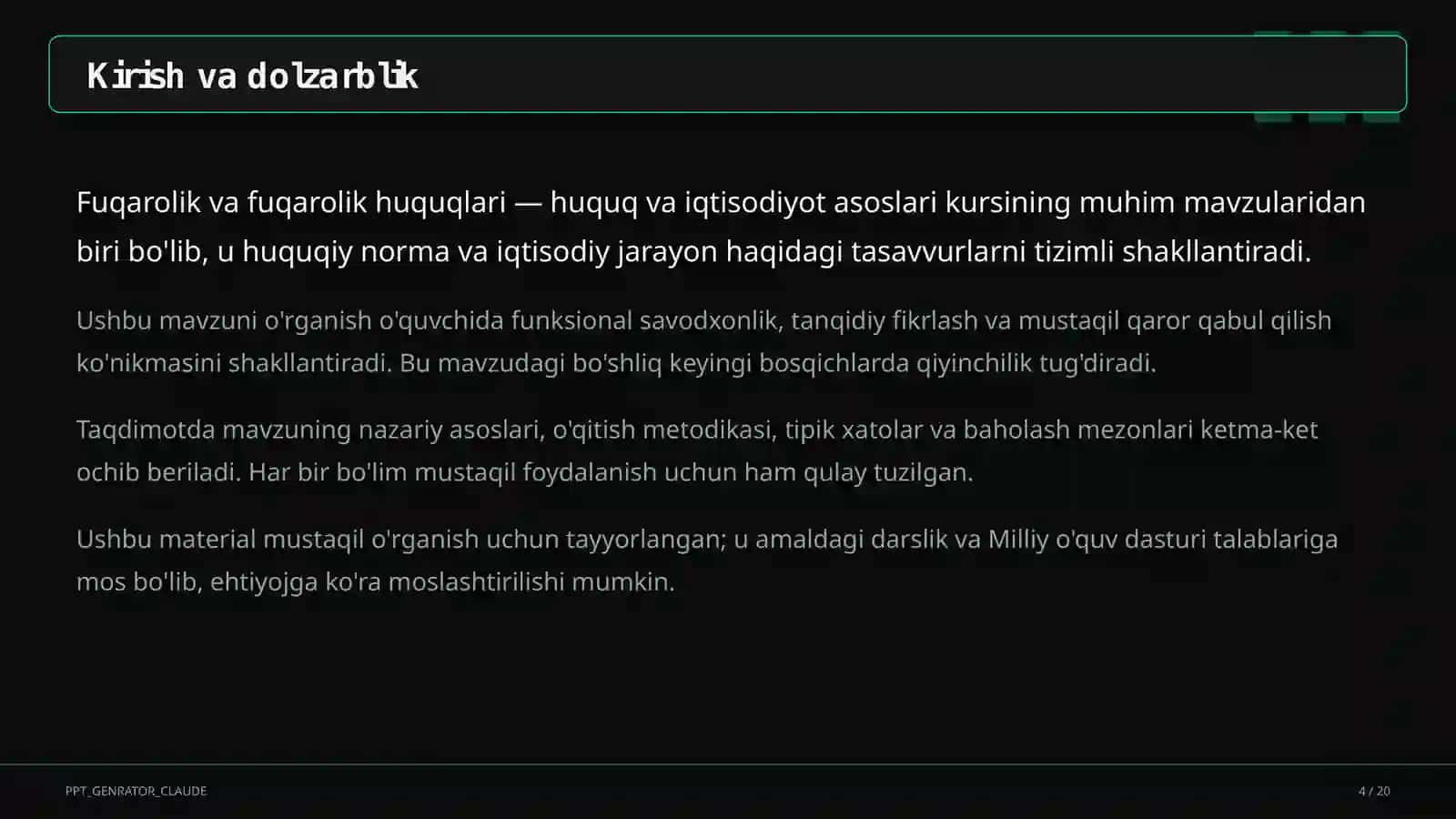 Huquq va iqtisodiyot asoslari (9– 11) 4