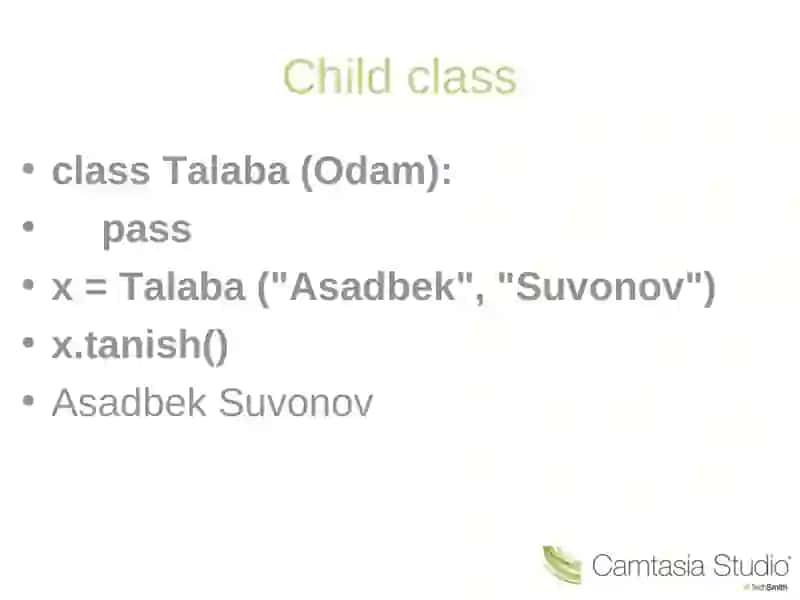 Sinflarda vorislik tushunchasi 4