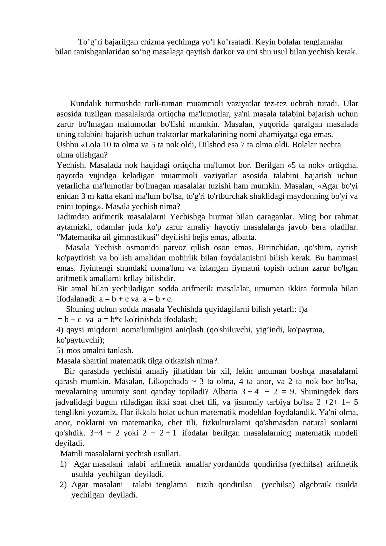 Matnli masala yechish usullari 4