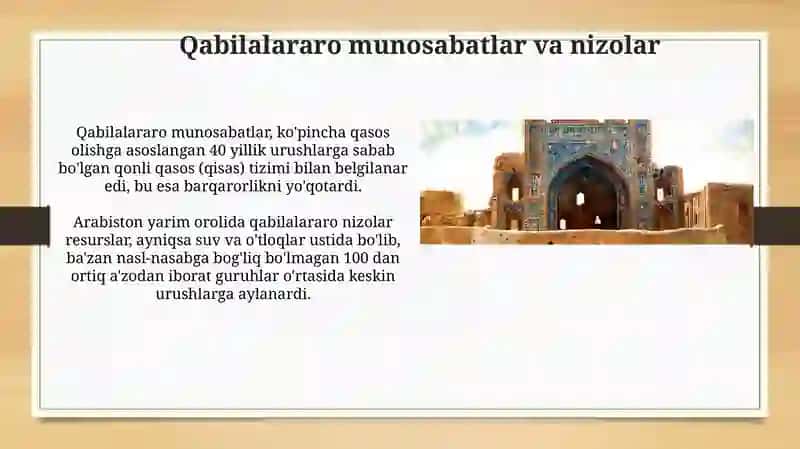 Arabistonning Islomgacha bo'lgan ijtimoiy tuzilishi 4