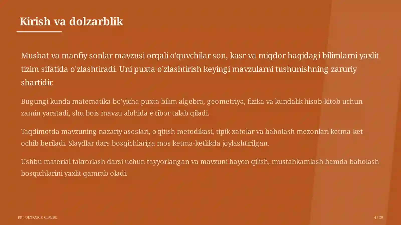 Musbat va manfiy sonlar (6-sinf) 4