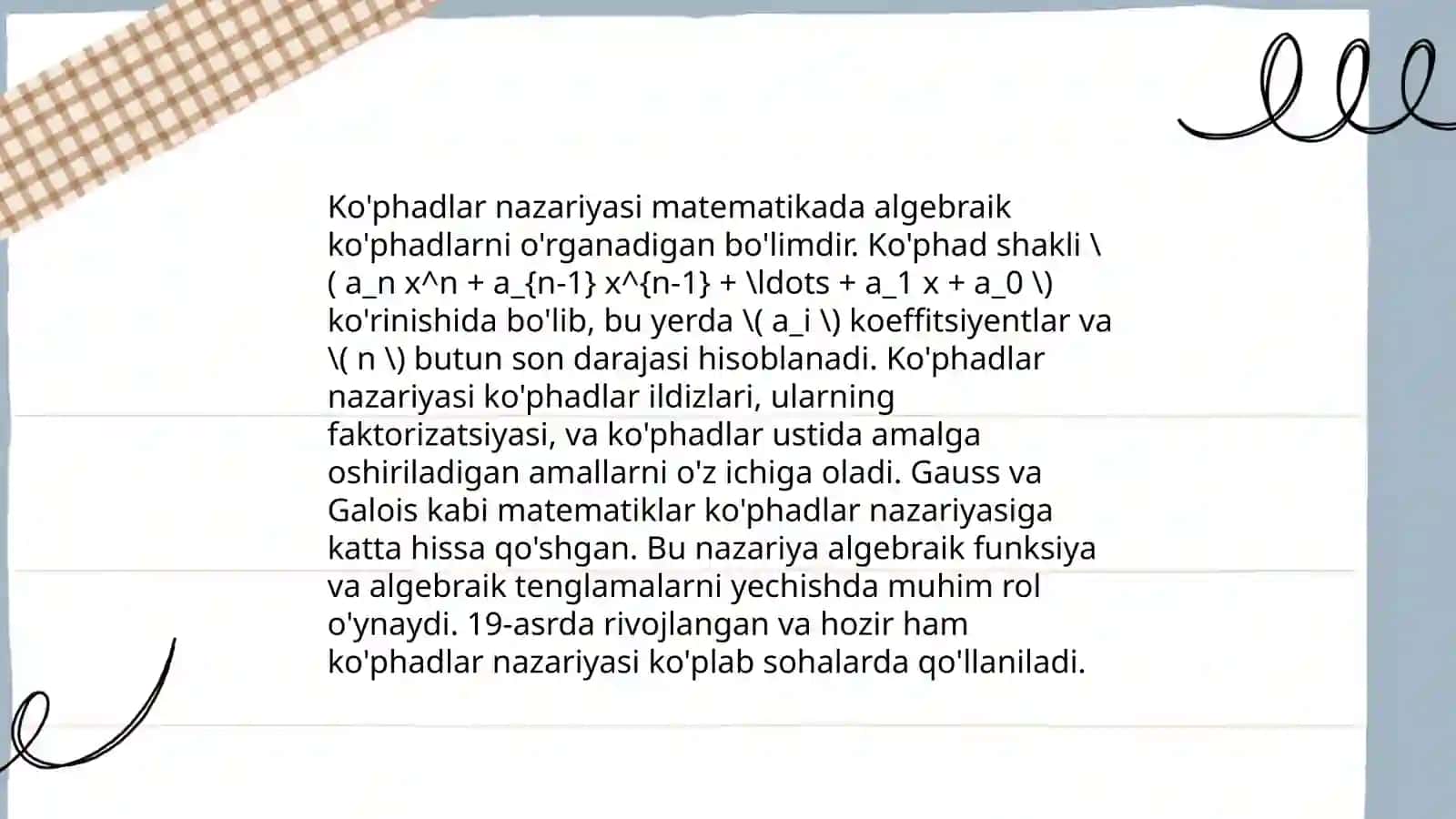 Algebraik usullar 4