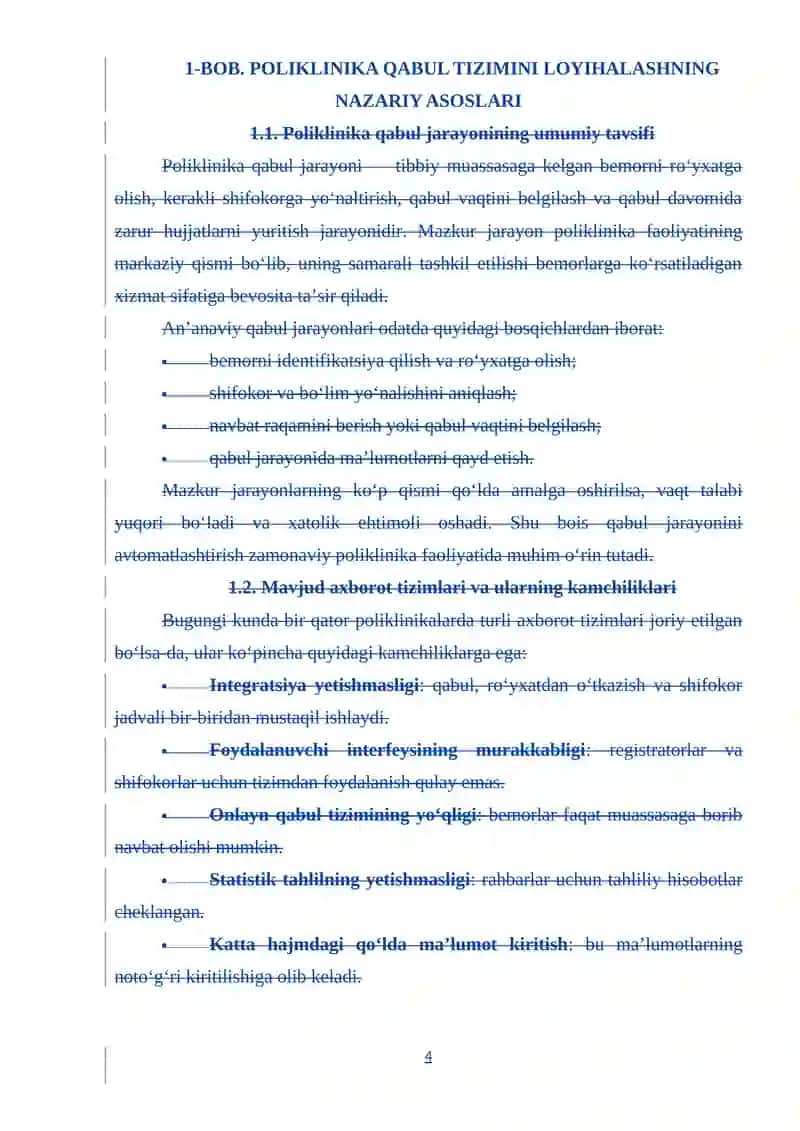 TIZIM ARXITEKTURASI VA MA’LUMOTLAR BAZASINI LOYIHALASH 4