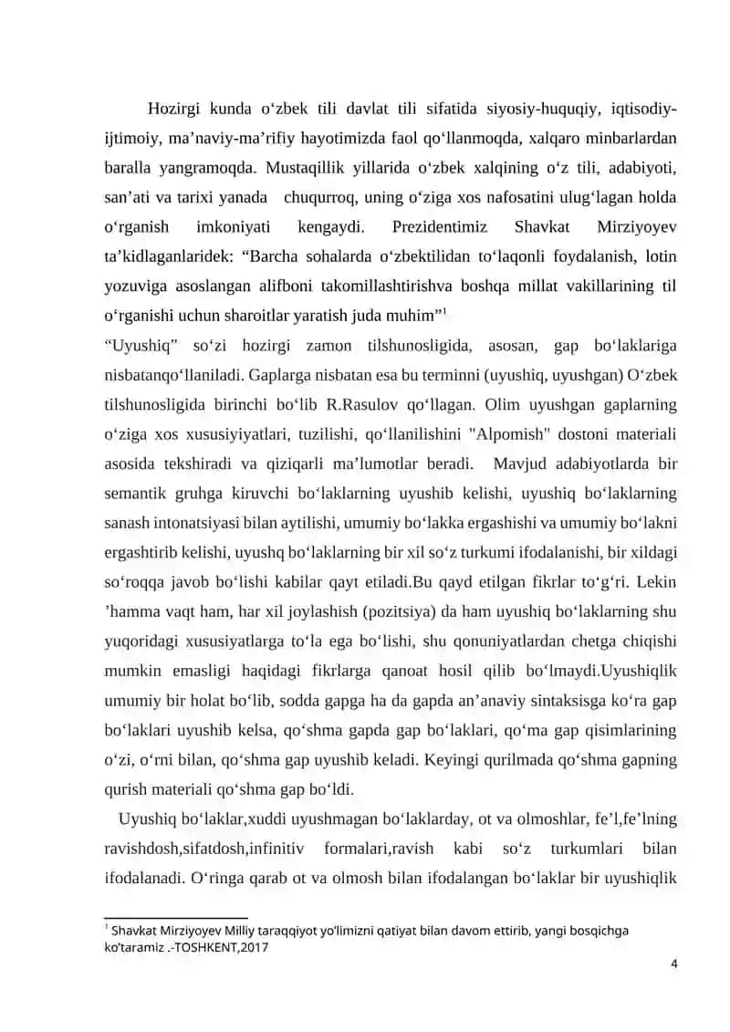 Uyushgan Gapning Badiiy Matnda Qo‘llanilishi 4