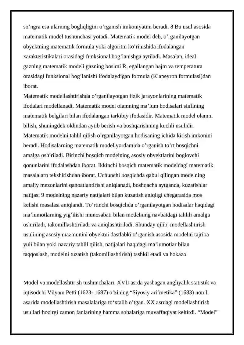 BIOLOGIK TIBBIY JARAYON VA SISTEMALARNI TEKSHIRISH MASALALARIDA MATEMATIK MODELLASHTIRISH VOSITALARI VA METODLARINI QO’LLASH 4