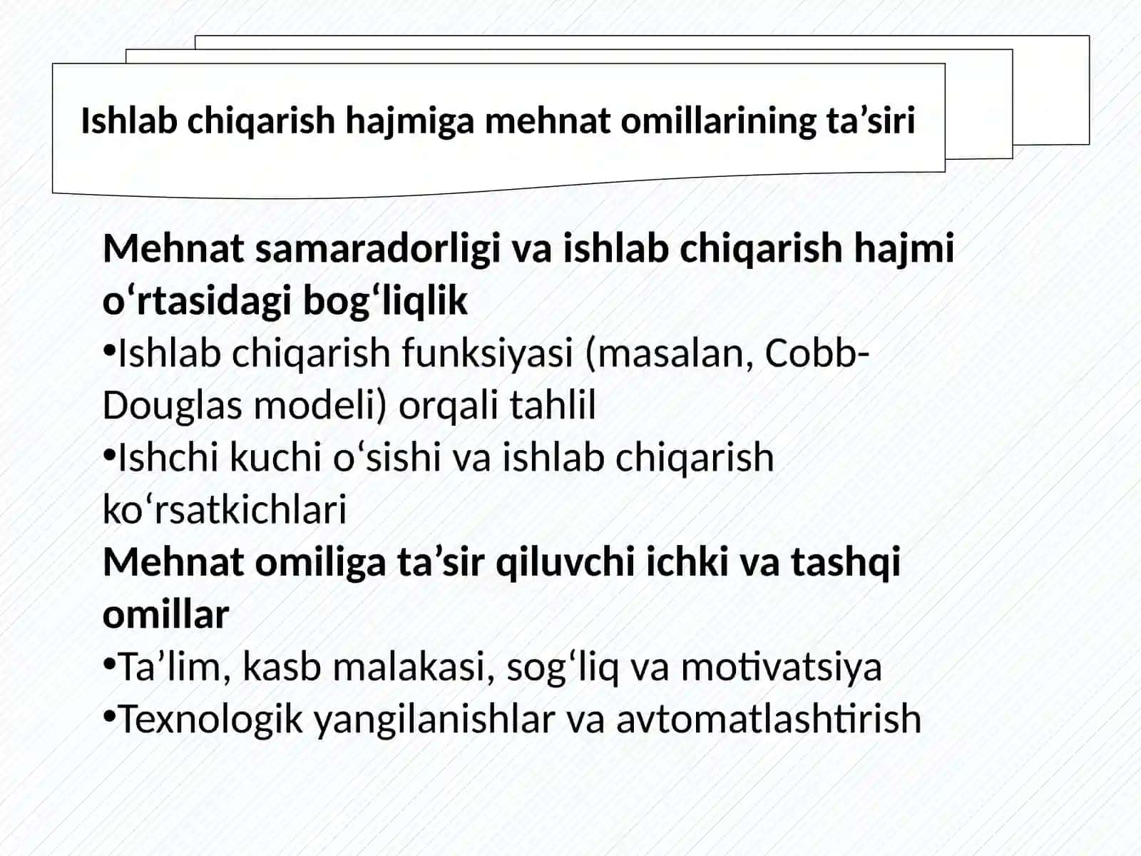 Mahsulot hajmiga mehnat omillarining ta’siri tahlili PPT | Iqtisodiy tahlil prezentatsiya 4