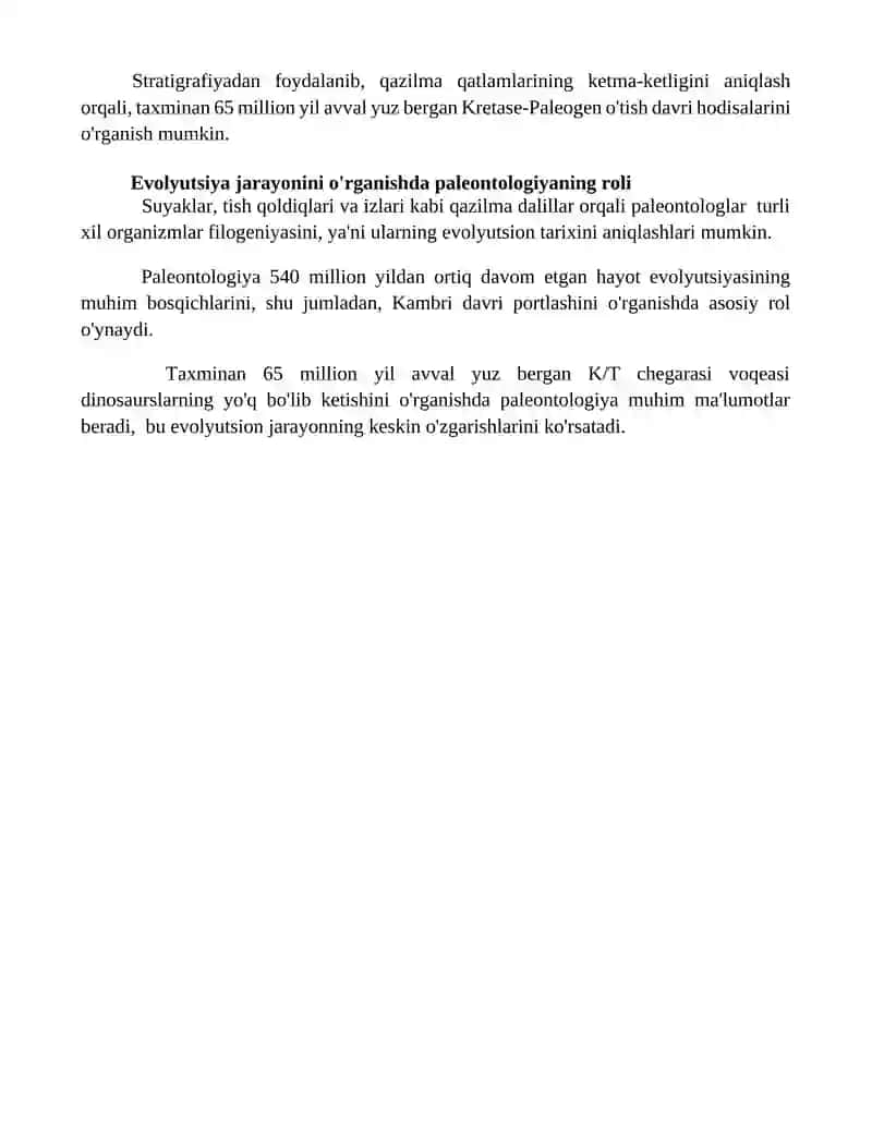 Paleontologiya fanining predmeti va maqsadi 4