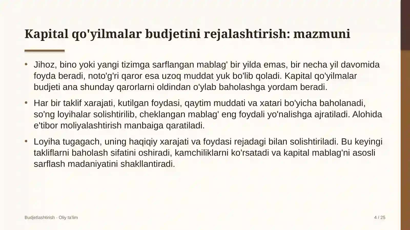 gidroelektr stansiyalarida kapital qo'yilmalar budjetini rejalashtirish 3516 4