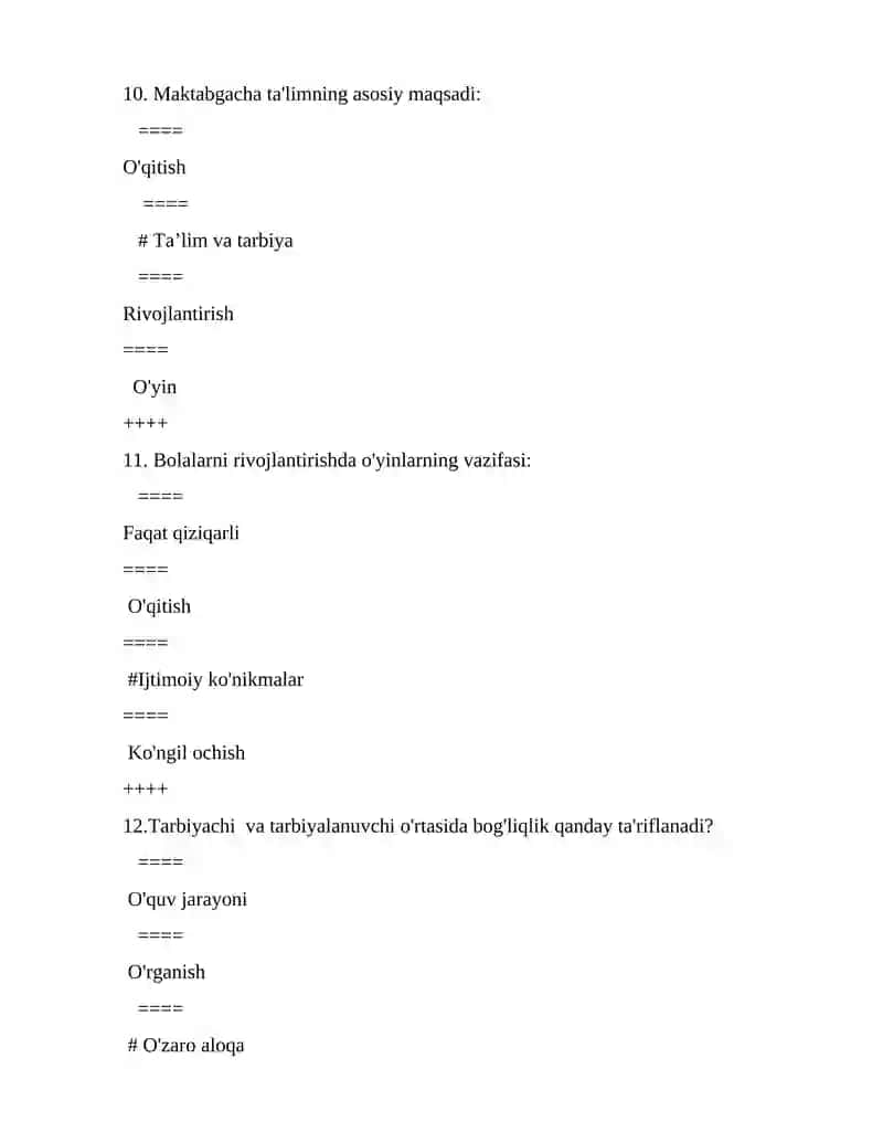 maktabgacha pedagogika testlar 78 4