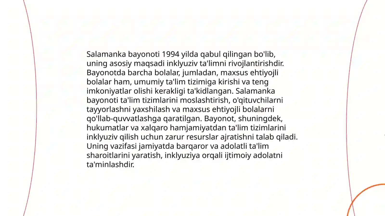 Salamanka bayonoti va ish faoliyati rejasi 4