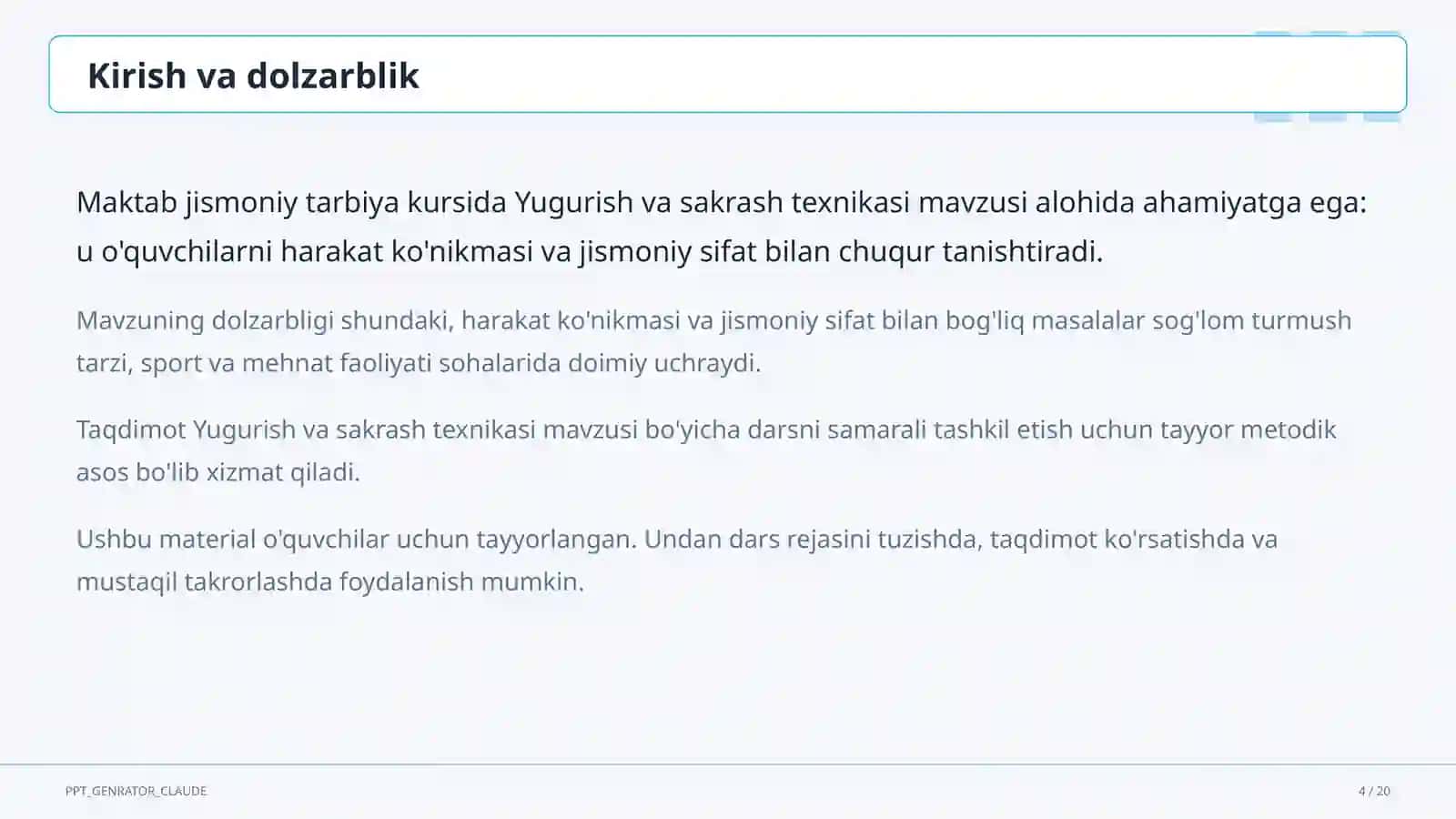 Yugurish va sakrash texnikasi (2-sinf) 4