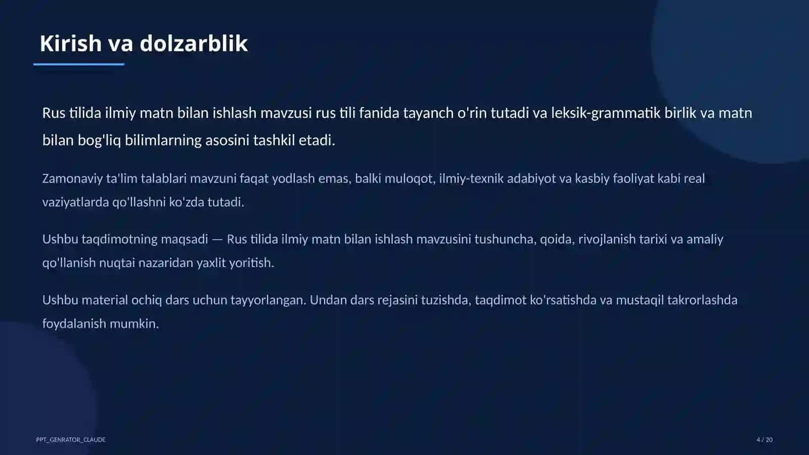 Rus tilida ilmiy matn bilan ishlash (11-sinf) 4