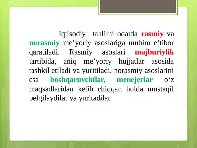 IQTISODIY TAHLILNITASHKIL QILISH VA MANBALAR BILAN TA’MINLANISHI 4