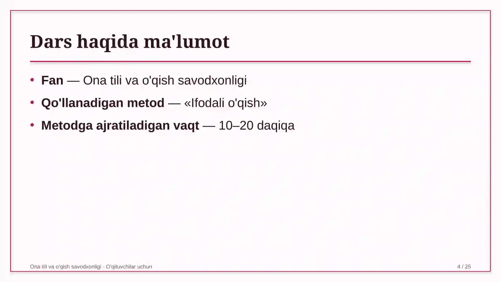ona tili va o'qish savodxonligi darslarida ifodali o'qish metodidan foydalanish 9436 4