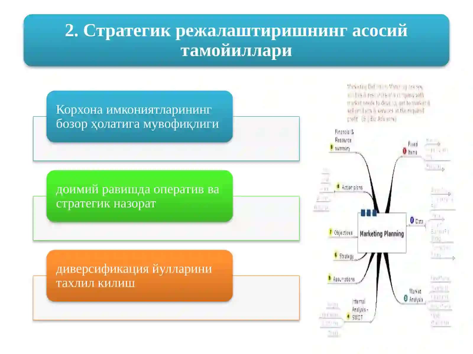 Стратегик ва тактик режалаштириш, маркетинг назорати 4