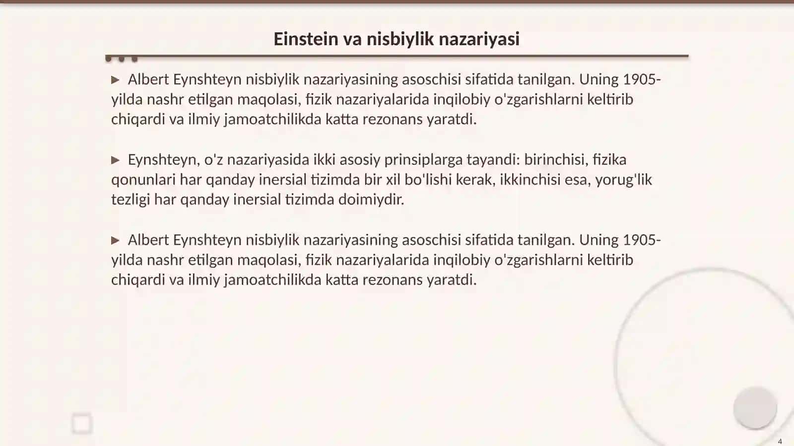 Maxsus nisbiylik nazariyasi elementlari 4