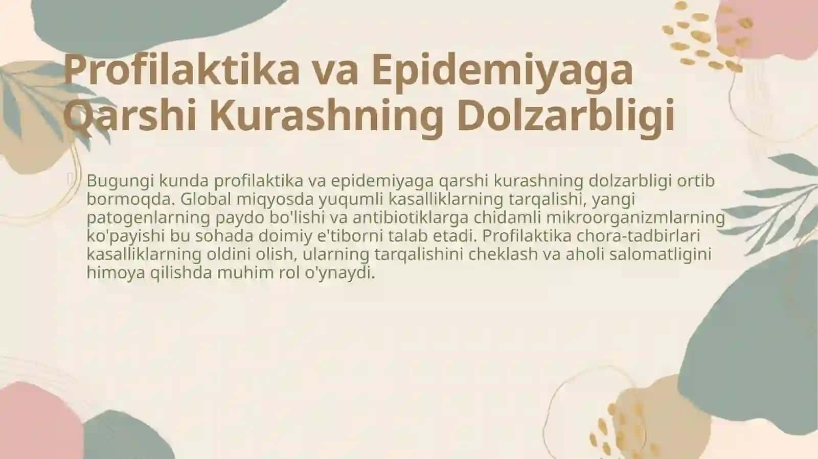 Profilaktika va Epidemiyaga Qarshi Kurash 4
