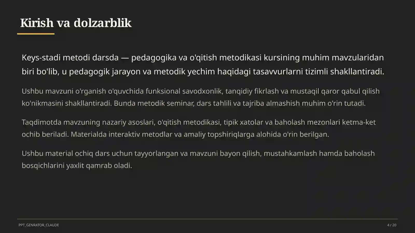 Keys-stadi metodi darsda 4