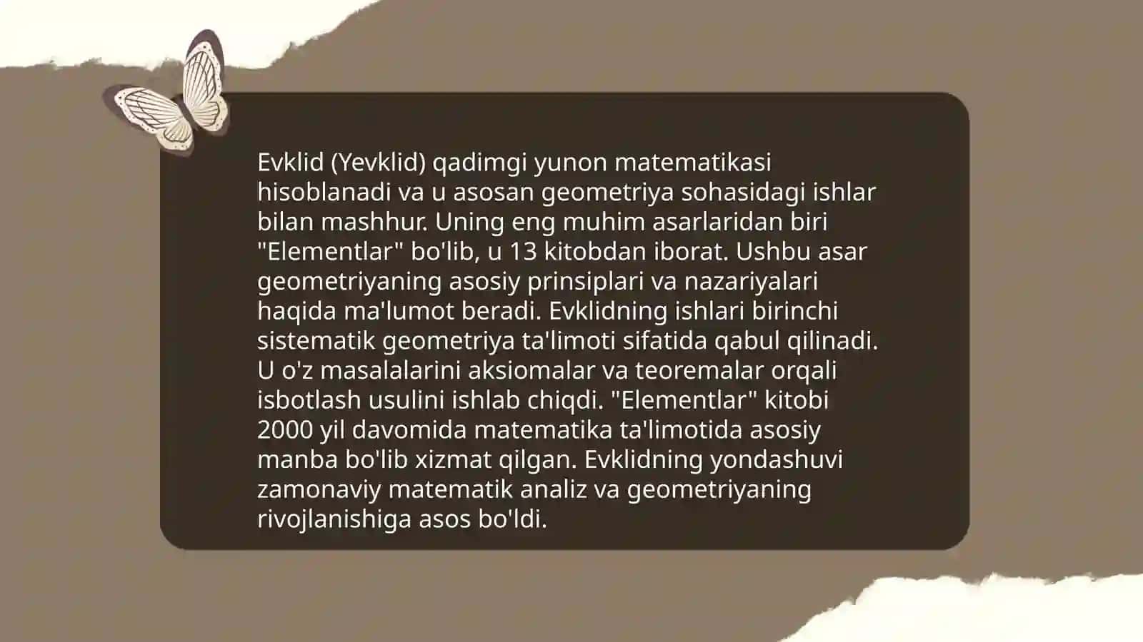 Yevklid va Erotasfen hayoti va ijodi haqida ma'lumot 4