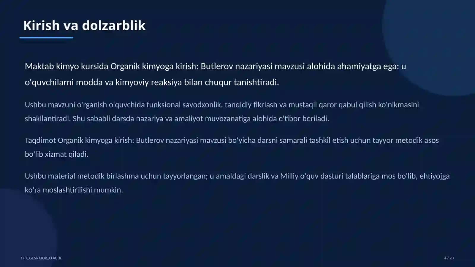 Organik kimyoga kirish: Butlerov nazariyasi (10-sinf) 4