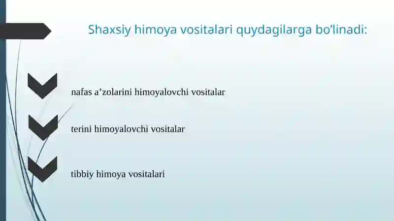 SHAXSIY HIMOYALANISH VOSITALARI.SHAXSIY TIBBIY HIMOYA VOSITALARI 4