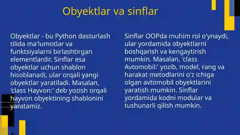 Paython dasturlash tilida OOP(Object-Oriend Pragramming) 4