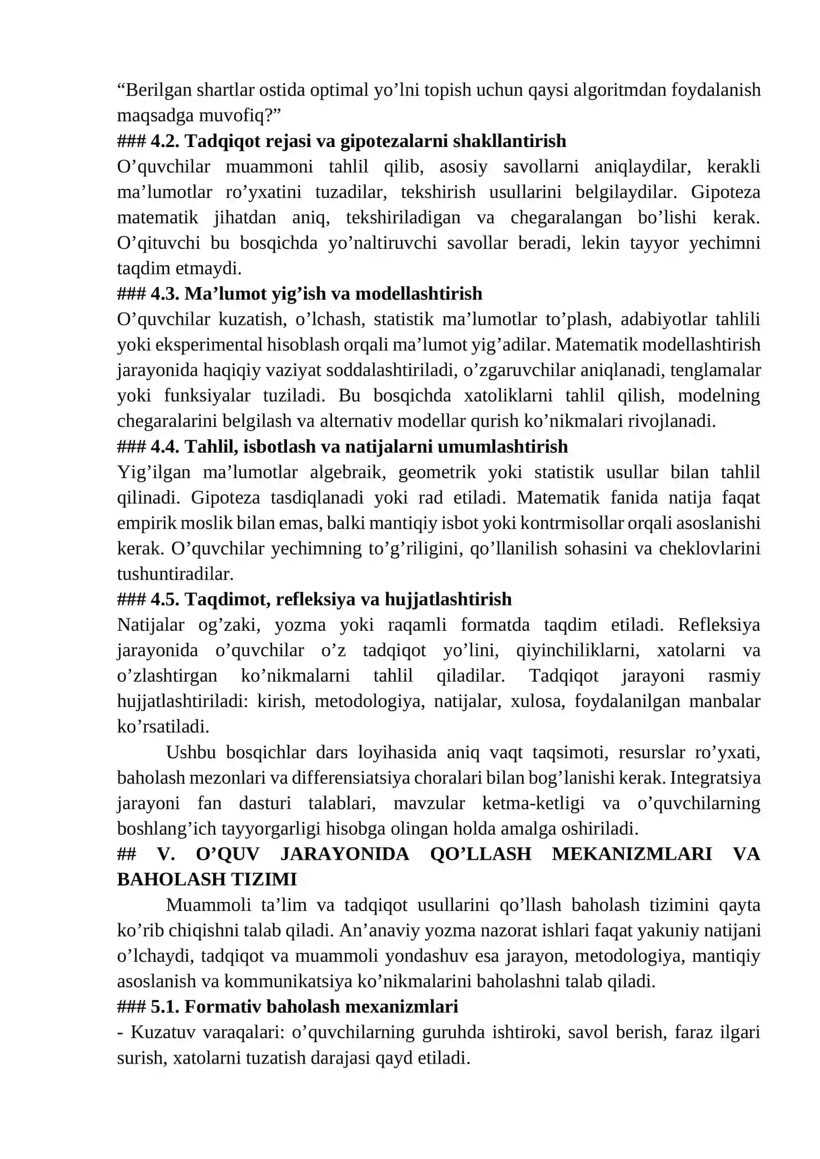MATEMATIKA TA’LIMIDA MUAMMOLI TA’LIM VA TADQIQOT USULLARIDAN FOYDALANISH 4