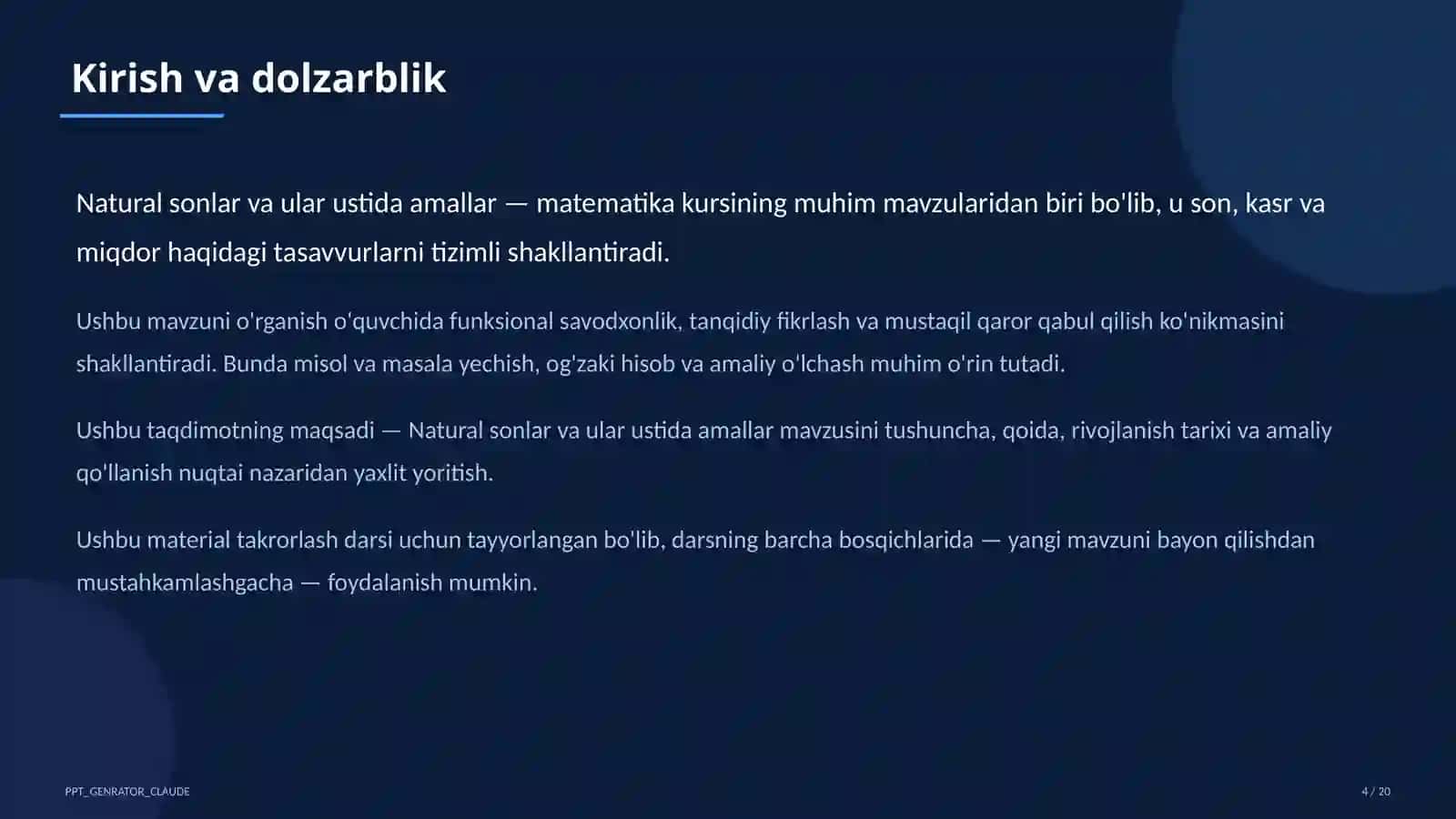 Natural sonlar va ular ustida amallar (5-sinf) 4
