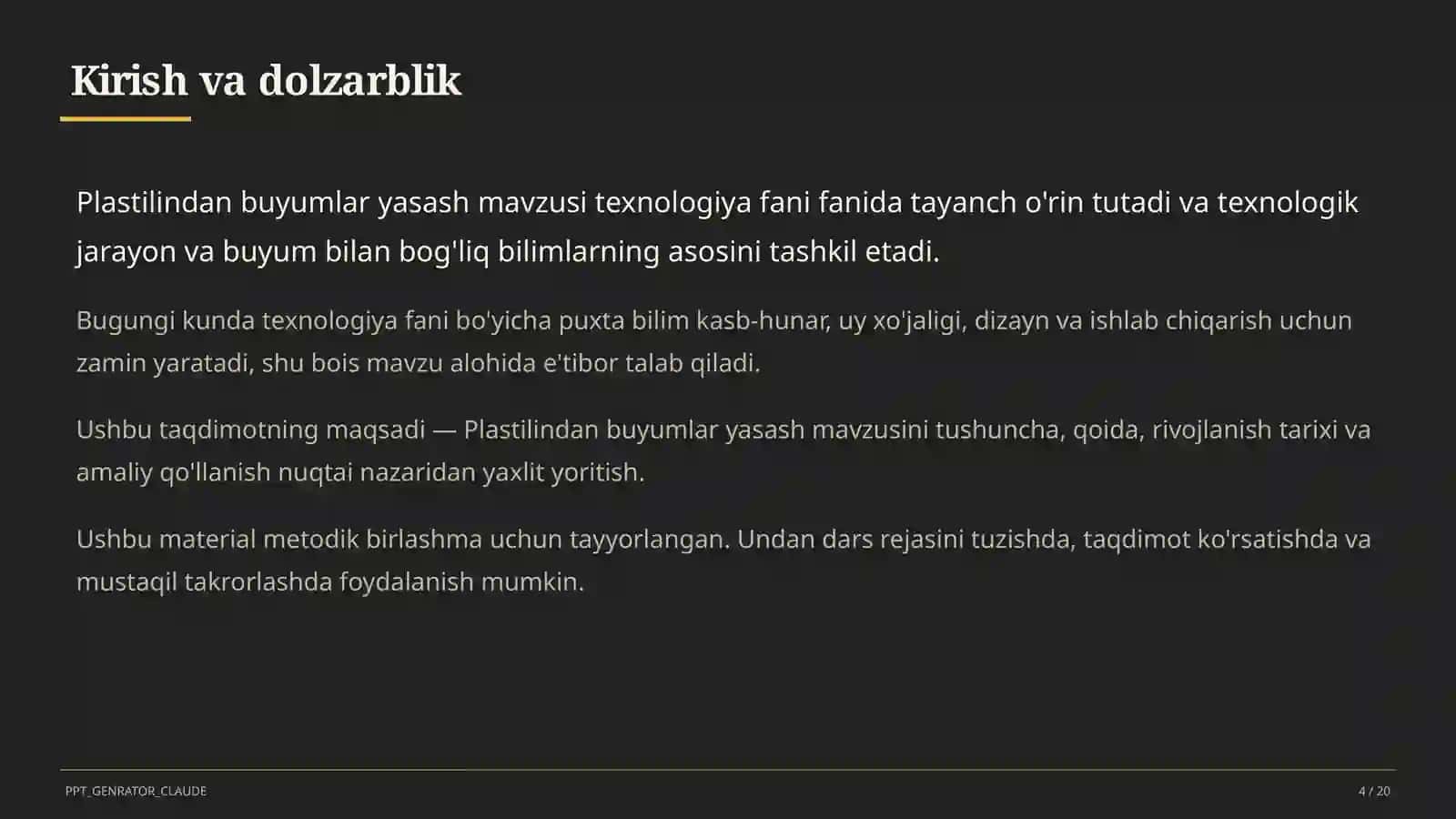 Plastilindan buyumlar yasash (1-sinf) 4