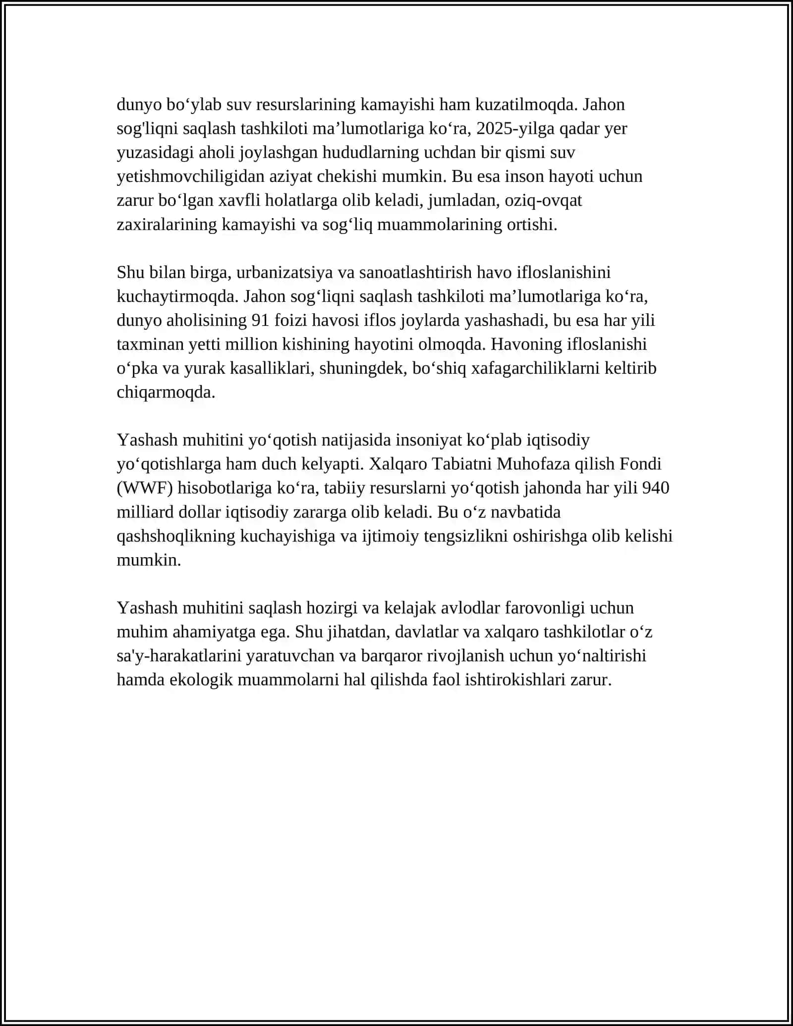 TURLAR YO‘QOLISHINING SABABLARI VA OQIBATLARI 4
